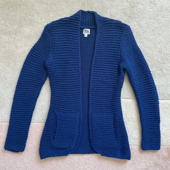 Neal Sperling Sweaters - Neal Sperling Chunky Knit Textured Cotton Blend Slim Fit Cardigan Size Women's S